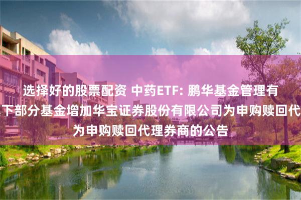 选择好的股票配资 中药ETF: 鹏华基金管理有限公司关于旗下部分基金增加华宝证券股份有限公司为申购赎回代理券商的公告