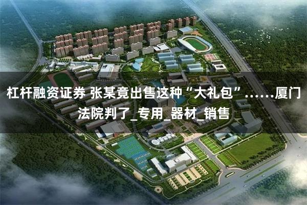 杠杆融资证券 张某竟出售这种“大礼包”……厦门法院判了_专用_器材_销售