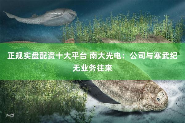 正规实盘配资十大平台 南大光电：公司与寒武纪无业务往来